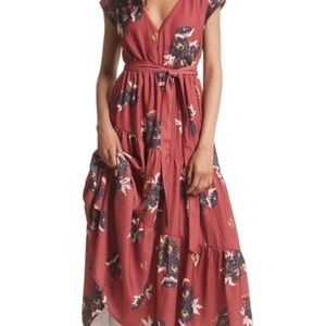 Free People All I Got Red Floral Maxi Dress